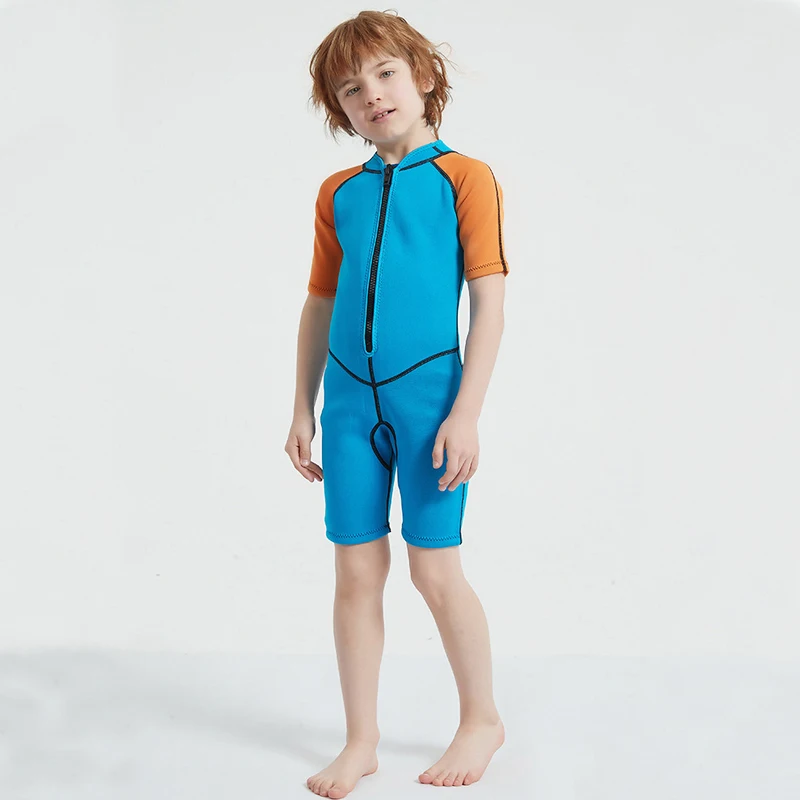 

Children's Short-Sleeved Diving Suit 2mm Neoprene Swimsuit Thick Snorkeling Bathing Suit Surfing Wetsuit for Boys