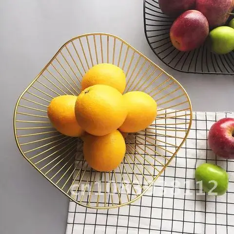 

Wire Fruit Basket Modern Metal Snack Bread Vegetable Storage Bowls Kitchen Eggs Dessert Holder Nordic Organizer Cake Stand