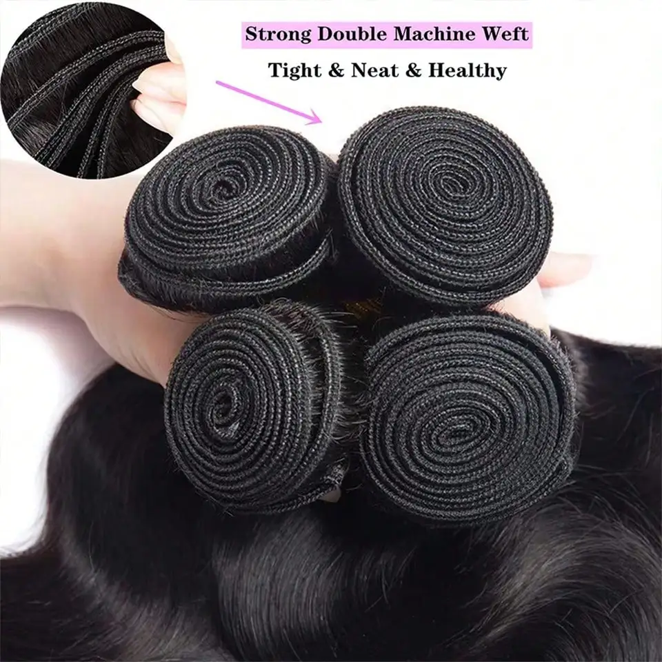 Tewjig 100% Human Hair body wave Bundles Weave Natural Color 1/2/3/4 Bundles Deal 8-38 Inch Bundle Hair Extensions Fow Momen