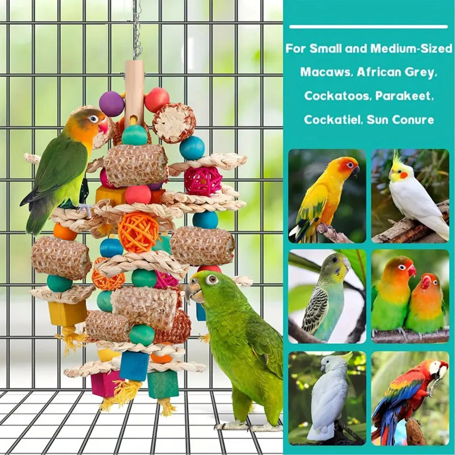 Parrot Toys Natural Corn Wood Parrot Bird Toys Love Bird Cage Funny Training Bite Resistant Tearing Toy
