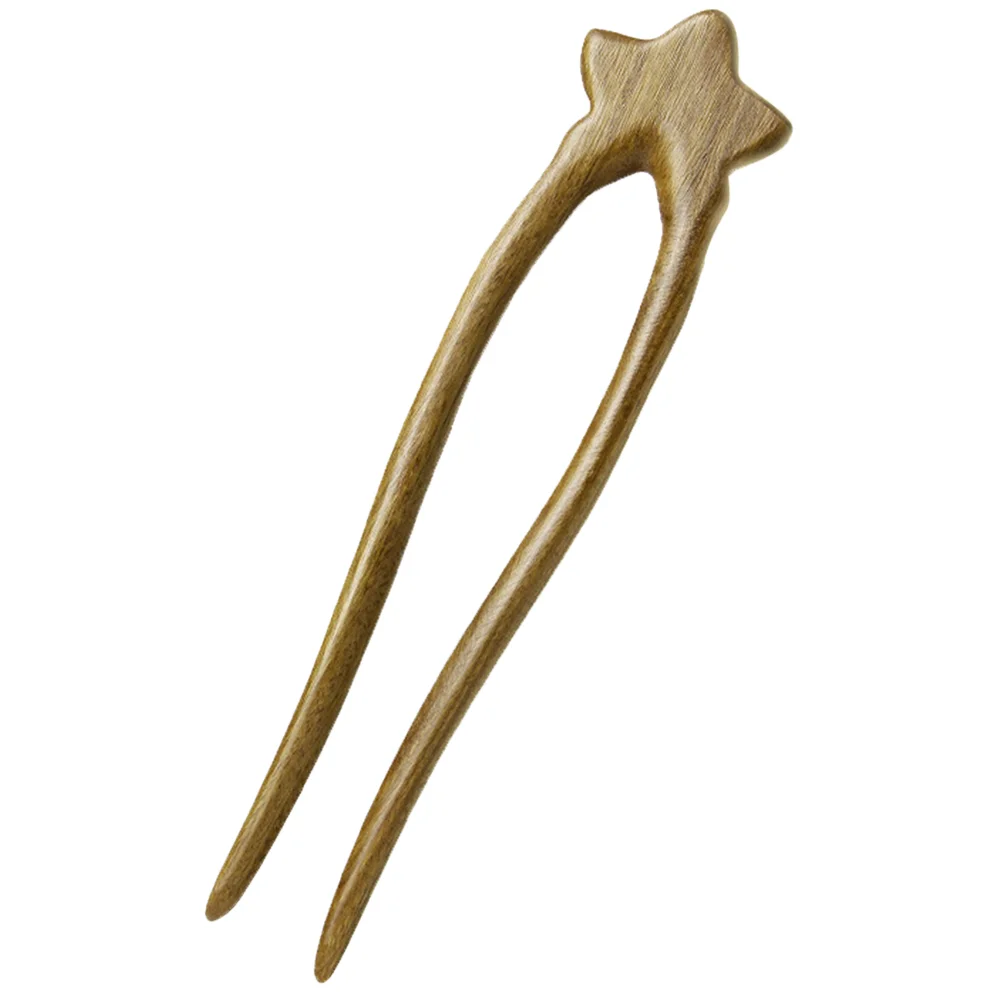 

Hair Accessories Green Sandalwood Star Double Hairpin Pins for Buns French Dense Sticks Wooden Forks Thick Miss