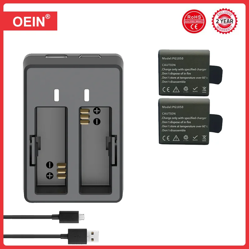 Batterie individuelle pour GoPro Hero 8 9 10 11 12, vue de face et de dos