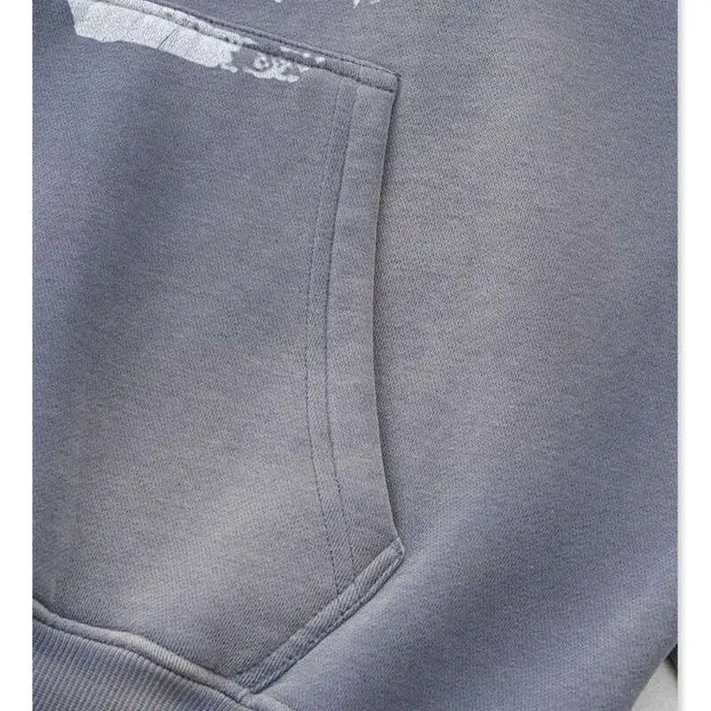 PFNW 2025 Spring High Street Vintage Washed Digital Padded Hooded Sweatshirt Men's American Loose Oversized Pullover Top 28W5695