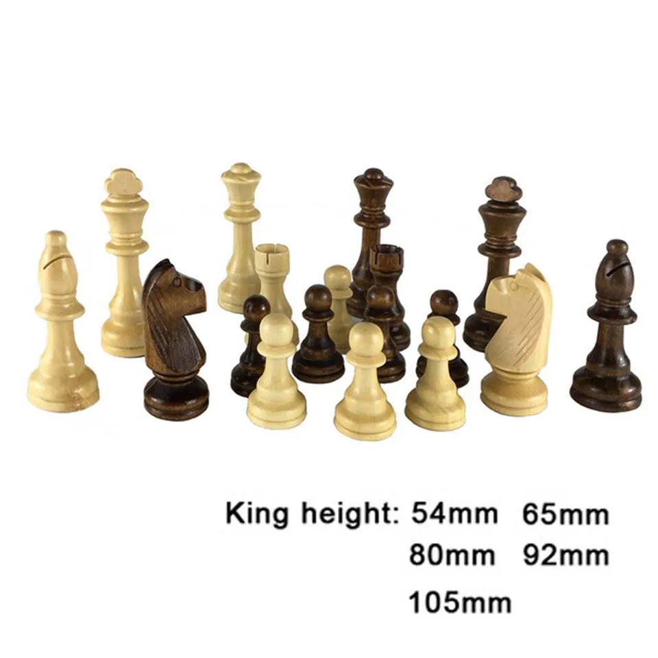32 Pieces Wooden Chess King Height 54/65/80/92/105mm Chess Game Set Chessmen Competitions Set Kid Adult Gift IA14