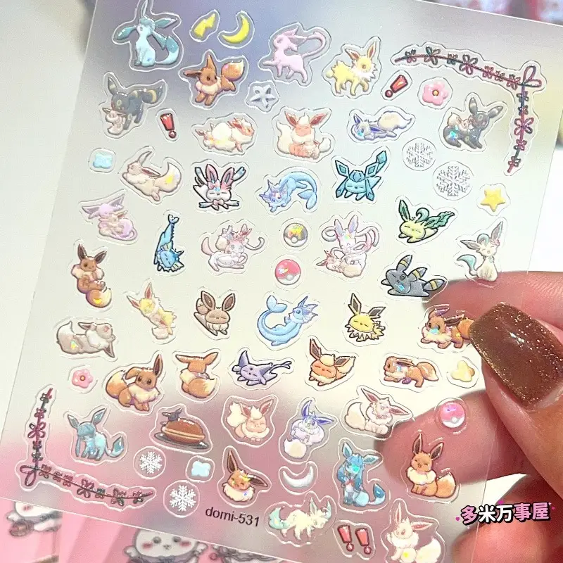 Eeveelution Nail Stickers Pokémon Anime Peripheral Cute Cartoon Creativity Exquisite Sticker New Fashion Exquisite Diy Sticker - Image 2