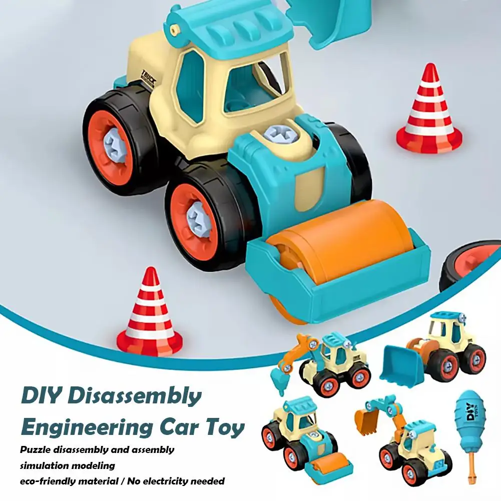 ABS 엔지니어링 차량 조립 장난감 145cm DIY 조립 세트 (스크류드라이버 포함) 이동식 바퀴, 3세 이상 어린이 및 부모-자녀 놀이용