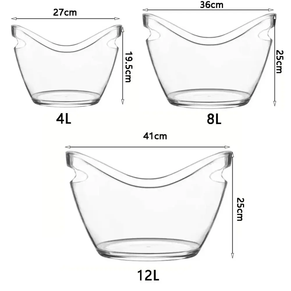 4/8/12L Transparent Ice Bucket Acrylic Anti-fall Champagne Bottles Ice Cooler Large Capacity Drinks Cooling Container Gift