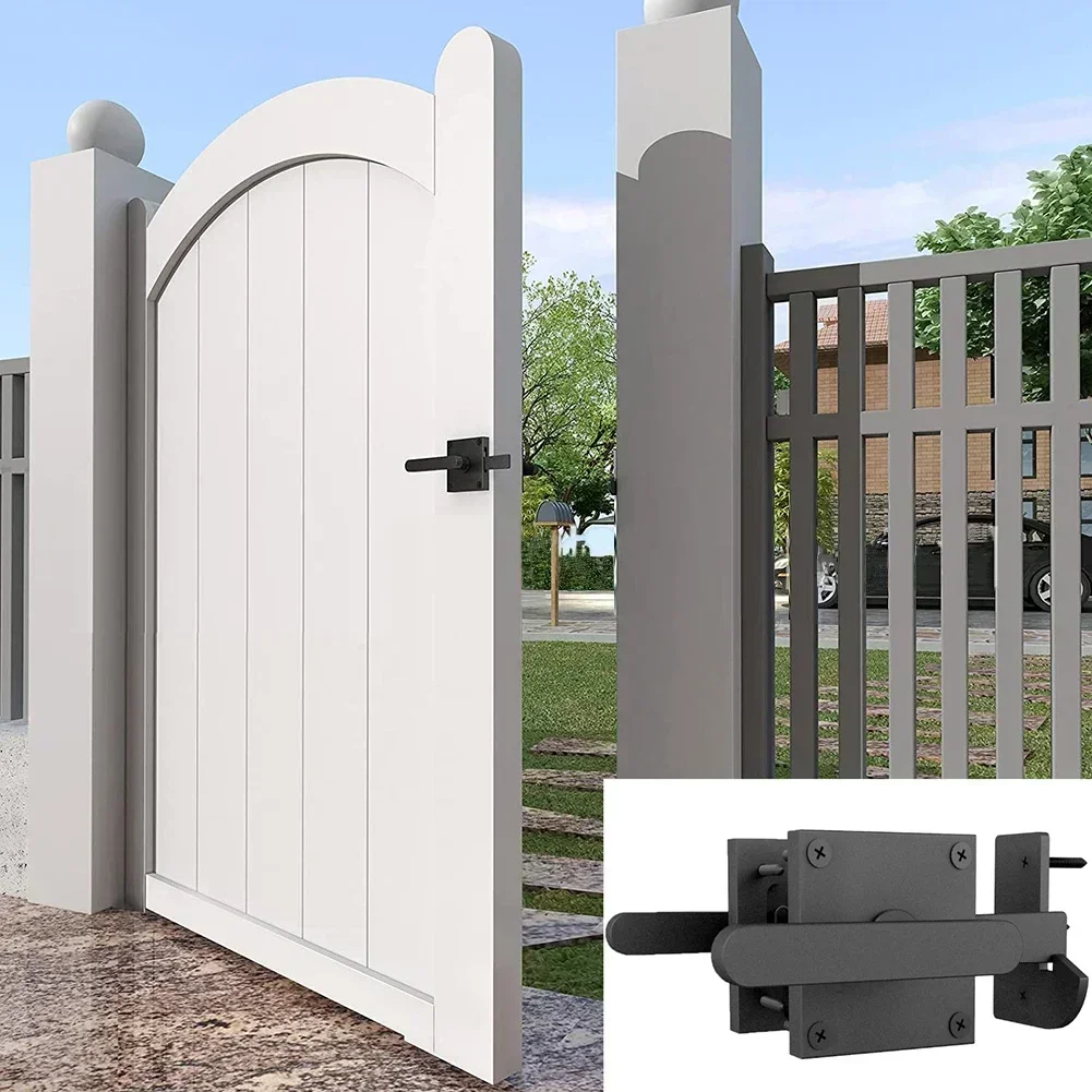 Double Side Gate Latch Easy Installation Swinging Door Latch Gate Hardware for Wooden Fence Basement Pool Barn Garden