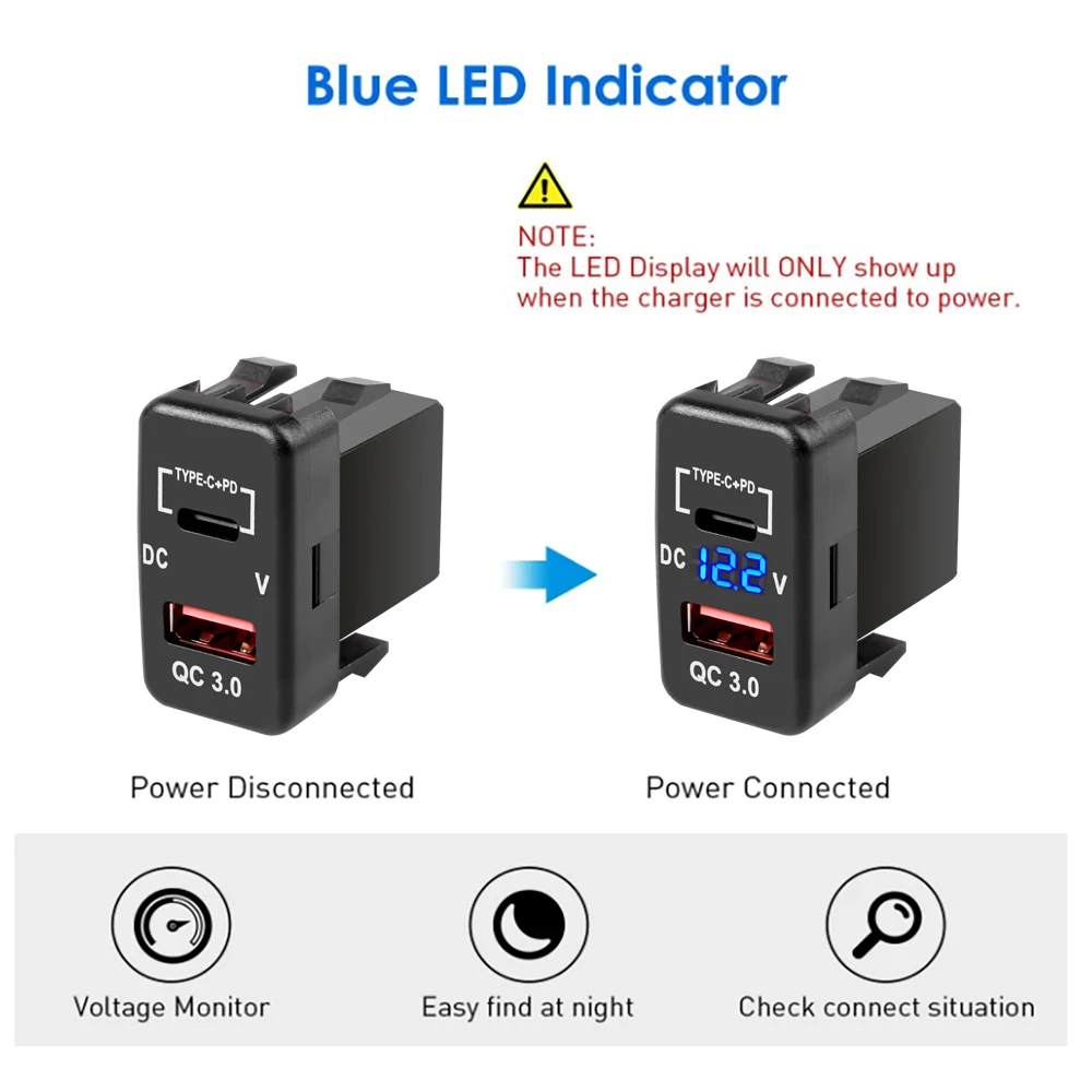 Acheter Prise allume-cigare de voiture 12V, chargeur automatique QC3.0 PD  double USB 33x23mm 40x22mm, utilisation spéciale pour prise de Port USB  Toyota