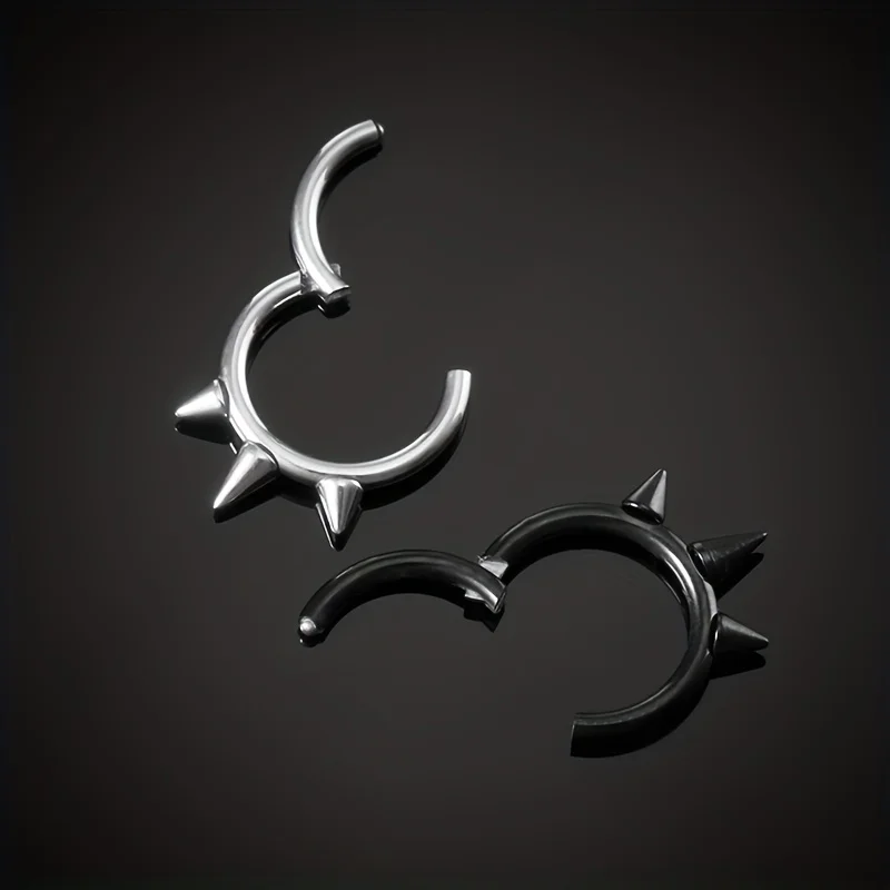Taper Nose Ring Hoop Hinged Septum Hoop Tragus Rook Punk Piercing Jewelry Lip Labret Cartilage Earrings 1.2mm 8mm