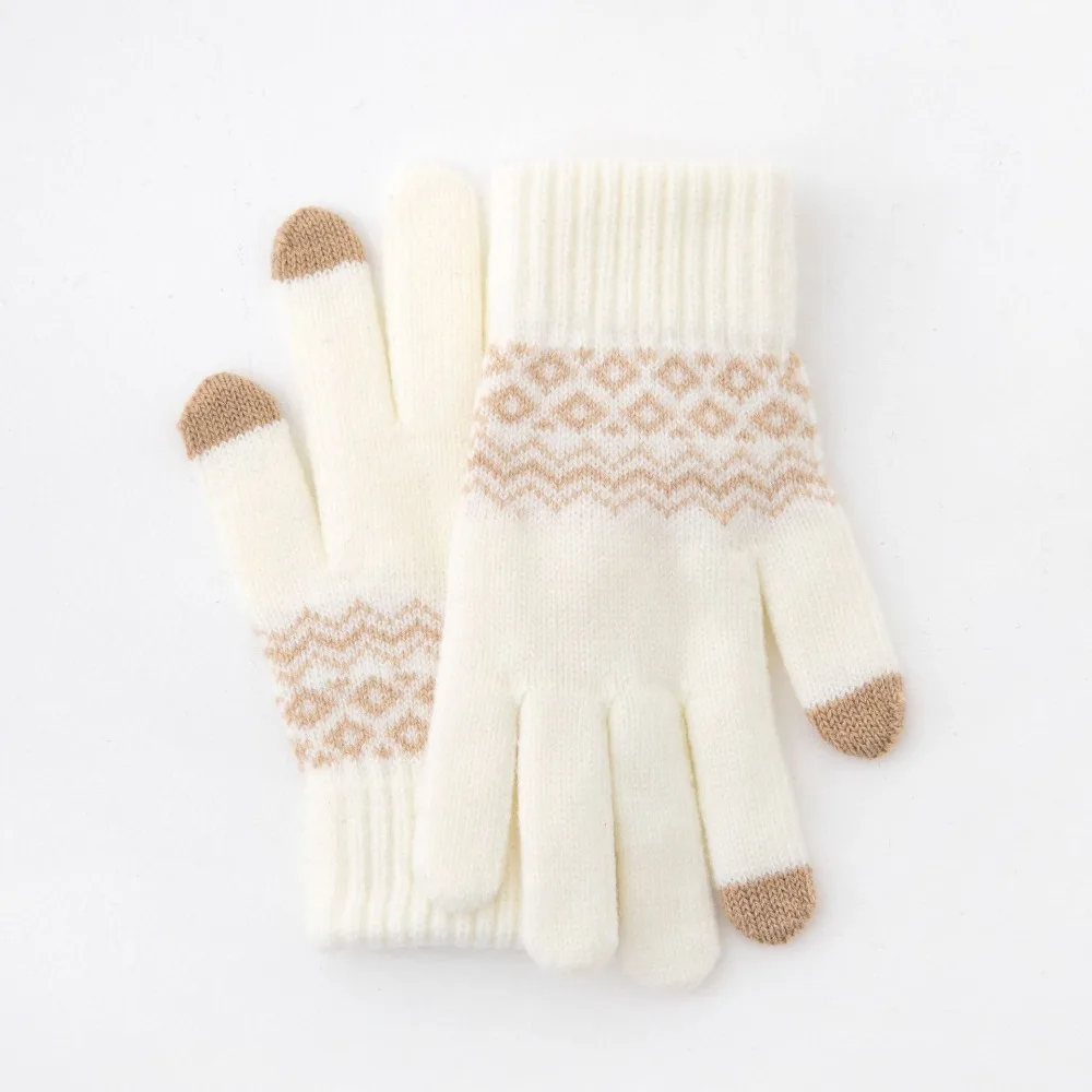 New Touchable Screen Winter Gloves Warm Knitted Touch Screen Gloves Full Finger Windproof Cold Proof Gloves Outdoor Sports