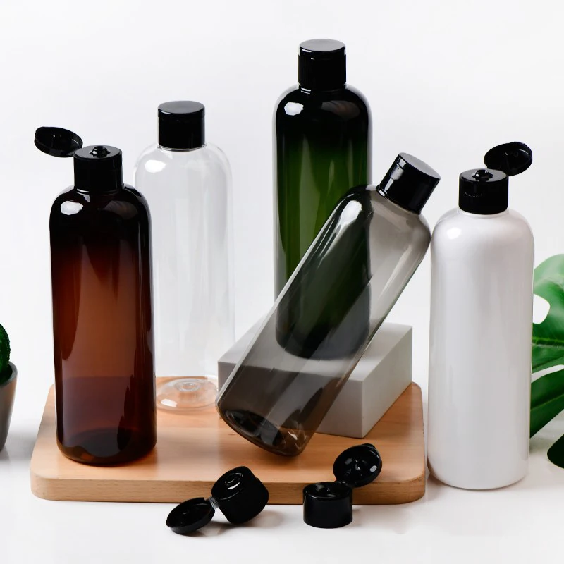 500ml Shampoo Shower Gel Container Brown Plastic Refillable Cosmetic