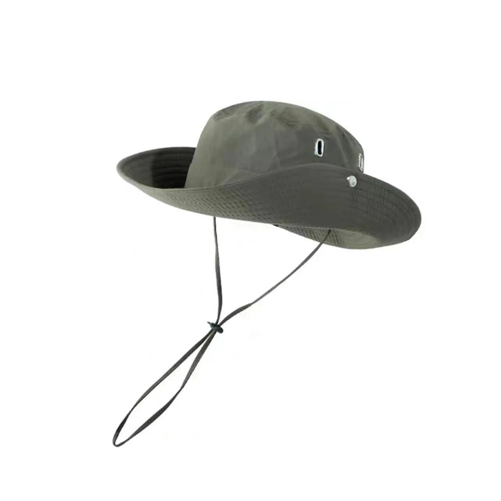 Sun Hats Summer Outdoor Fishing Hat For Men Big Brimmed Drawstring Fisherman Hat Camping Mountaineering Sun Protection