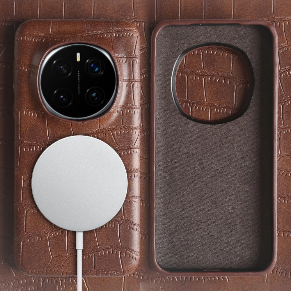 Magnetic Leather Case with Wireless Charging Compatibility