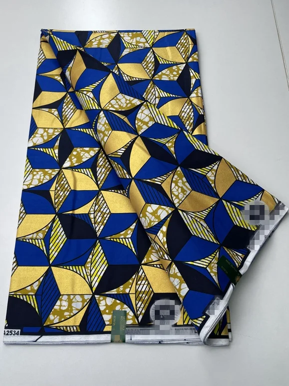 

2024 африканские блестящие золотистые восковые ткани Grand Glam, мягкий хлопок, принт Анкары, восковые материалы 6 ярдов/шт. Для нигерийских платьев