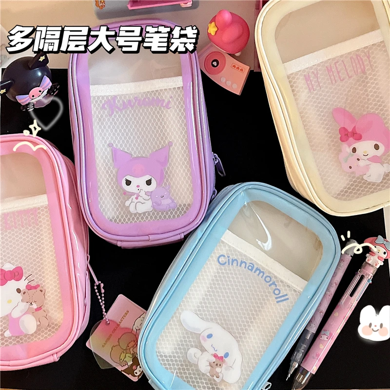 

Прозрачная сумка для хранения большой емкости Sanrioed Kuromi Melody пеналы Контейнер Сумки Аксессуары для кукол сумки для ручек