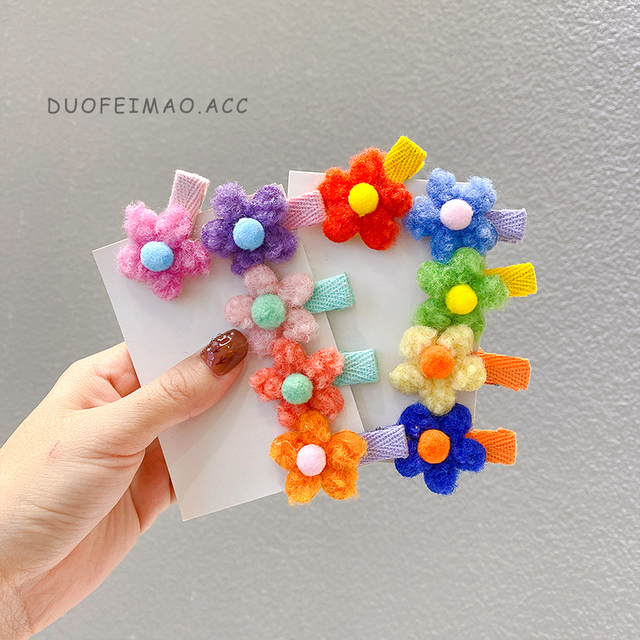 Pcs/Set Baby Girls Cute Nylon Cartoon Flower Bow Ornament Hair Clips Children Sweet Barrettes Hairpins Kids Hair Accessories