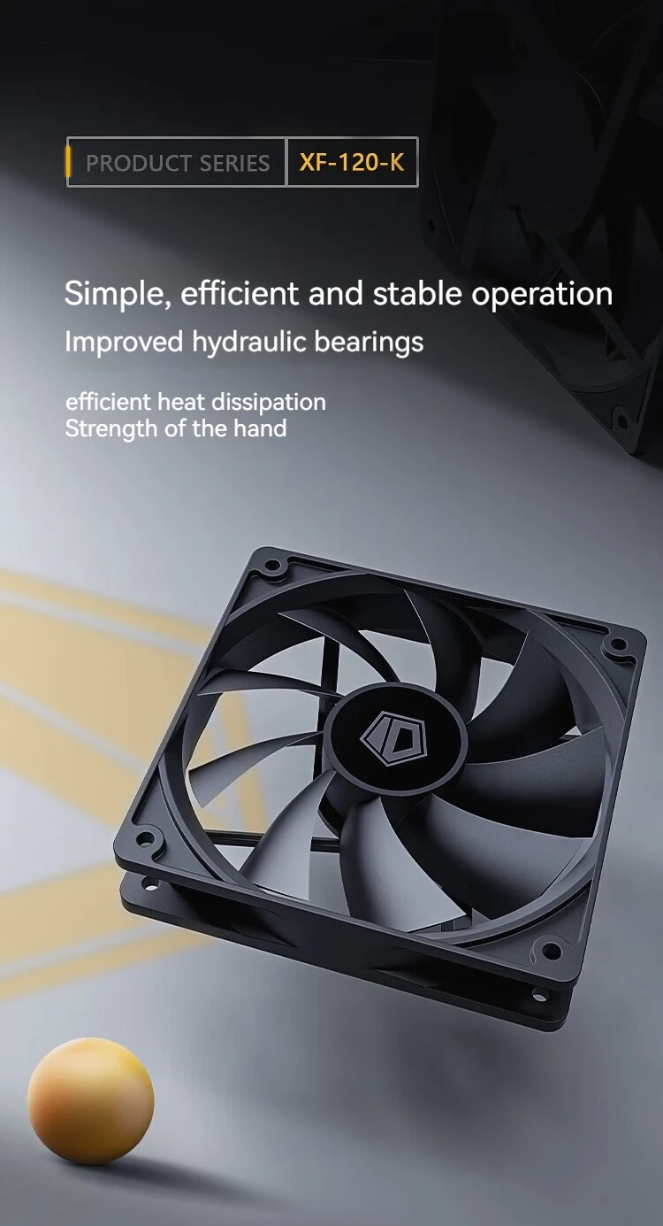 ID-COOLING XF-120-K 120mm 4Pin PWM CPU Cooler PC Case Fan 700-1800RPM Silent Hyd