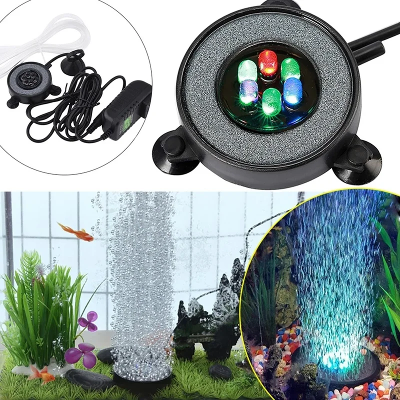 Submersible Led Lights 6 Inch Submersible Aquarium Light With Bubble Wall - Color Changing LED IP68 Waterproof For Fish Tanks Freshwater Saltwater Tank Lighting