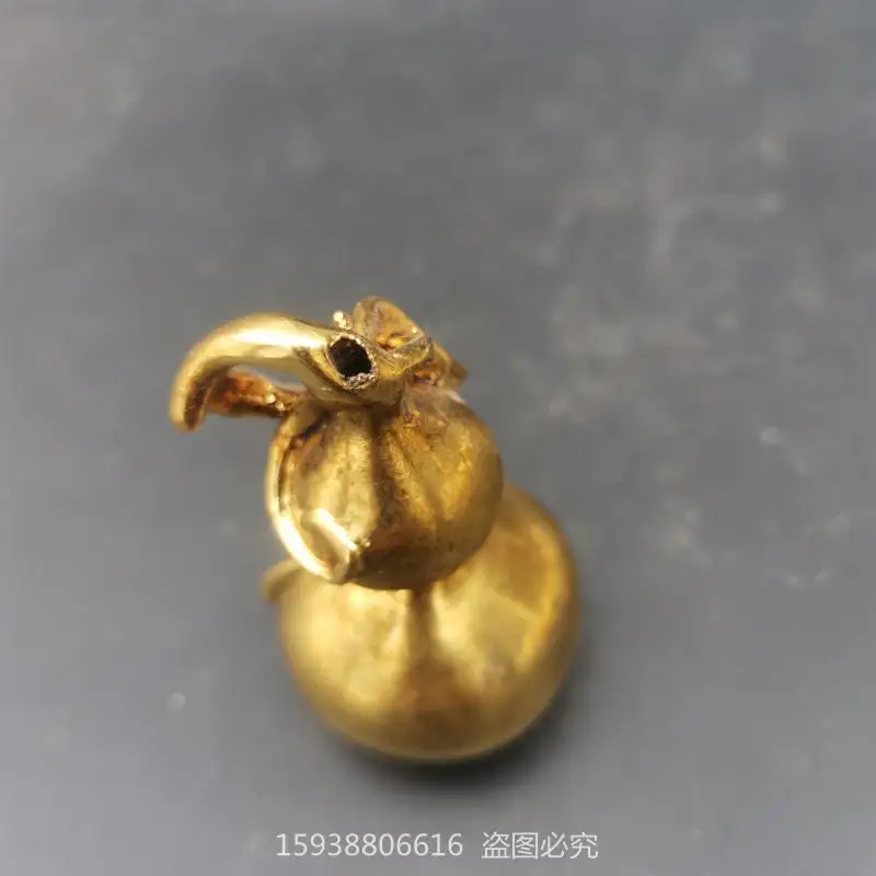 Antique collection alloy imitation pure copper gilded gourd small incense insert vintage gourd mini ornaments