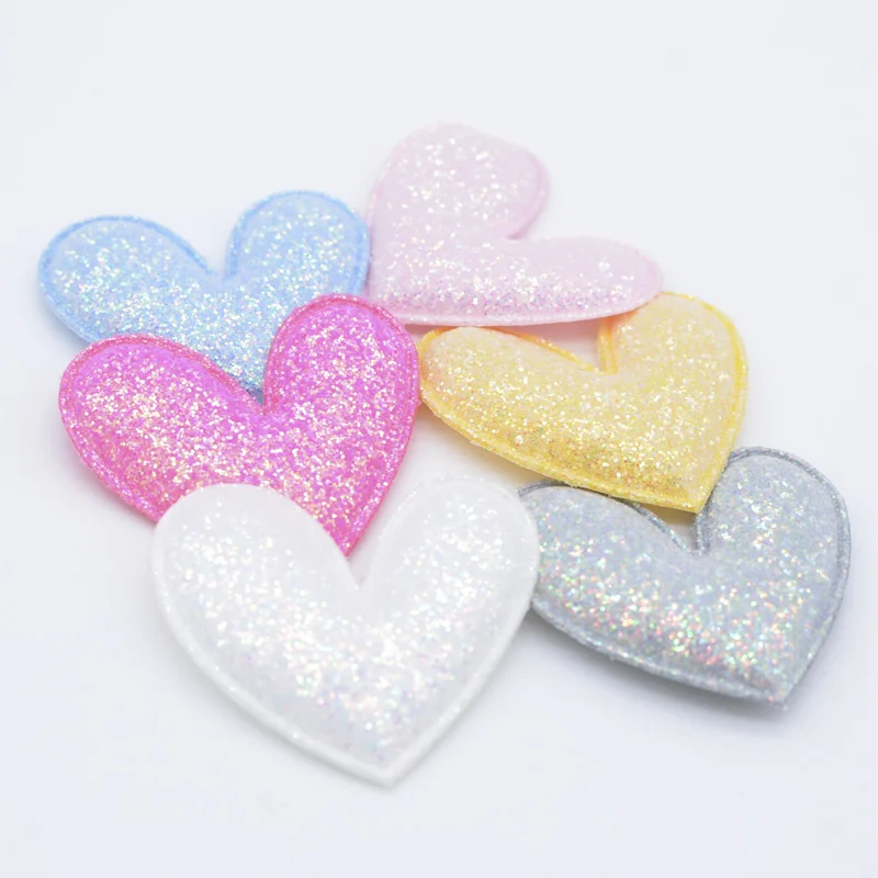 Padded Bling Heart Appliques 36Pcs 50*45mm DIY Crafts Supplies Sewing Patches