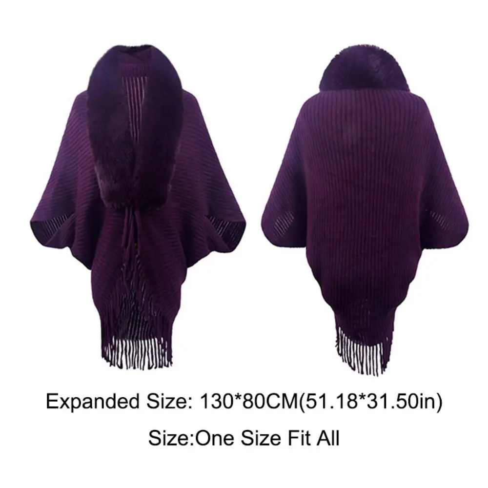Faux Fur Mongolian Poncho Winter Shawl