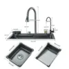 304 Stainless Steel Waterfall Kitchen Sink Sink Large Single basin With Large Single Slot Sink Above Counter With Cup Disher 5