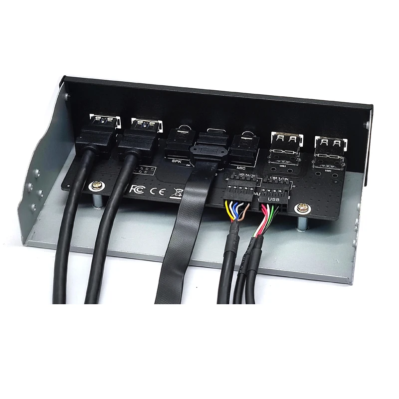 Painel Frontal para pc Usb 3.1 tipo c 2x Usb3.0 2x Hub Usb2.0 Áudio hd 35 mm Microfone de Ouvido para 5.25 Cd-rom Drive Bay - Imagem 2