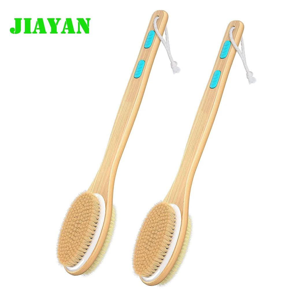 

JIAYAN Shower Brush Massage Scrubbing Brush With Soft Firm Bristles Shower Double Sided Long Handle Back Scrub Body Exfoliator