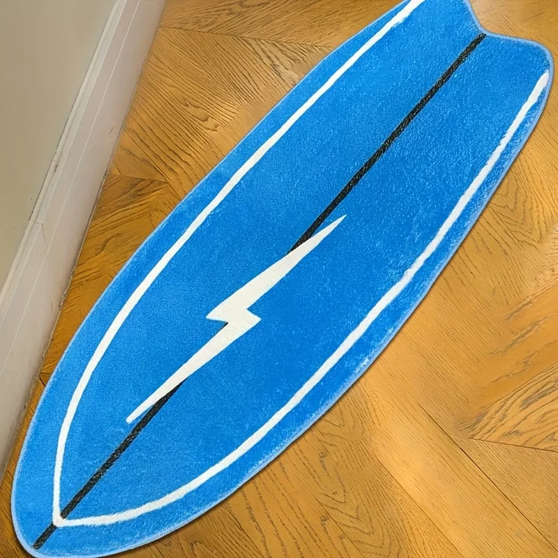 VIKAMA Kreativer Surfboard-Teppich, wollähnlicher Teppich, Nachttischvorleger für Schlafzimmer, weich und leicht zu reinigen, Flur-Bodenmatte, Heimdekoration – Detail 6