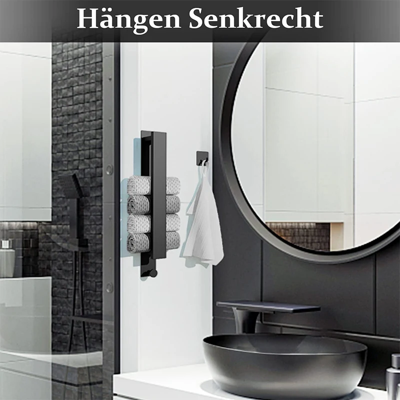 Towel Rack Black Towel Bar Bathroom Towel Rack Hook Space Aluminum Two Way Install Kitchen Storage Holder