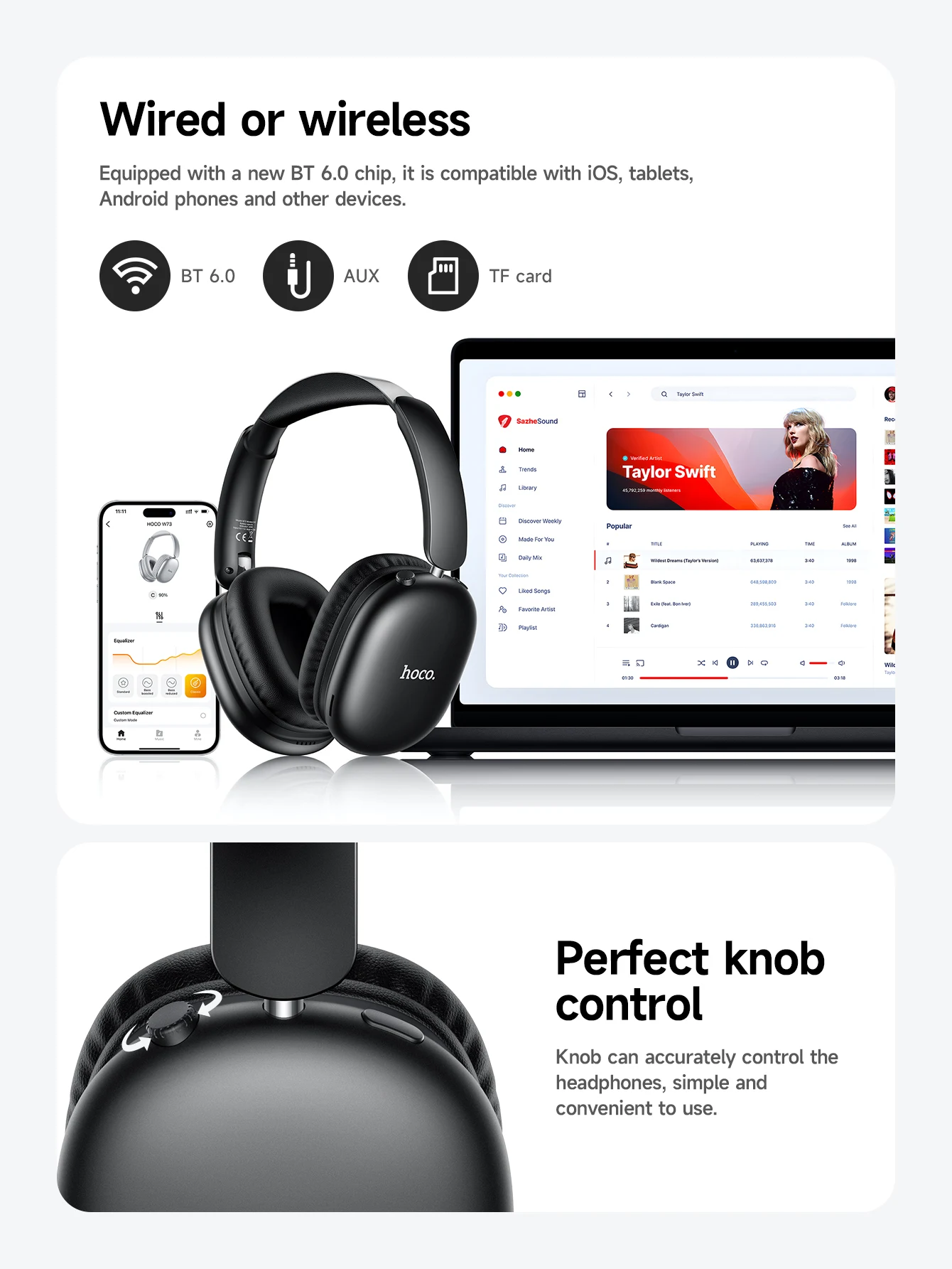 HOCO W73 HiFi Wireless Headphones