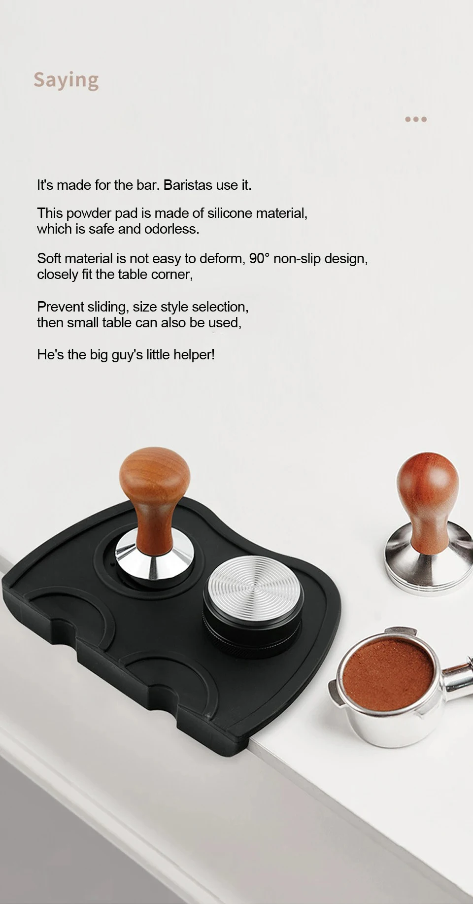Description Picture 4 of itemCoffee Tamper Mat Coffeeware Manual Coffee Silicone Pad Tamping Mat Barista Coffee Espresso Tampering Holder Corner Mat Pad