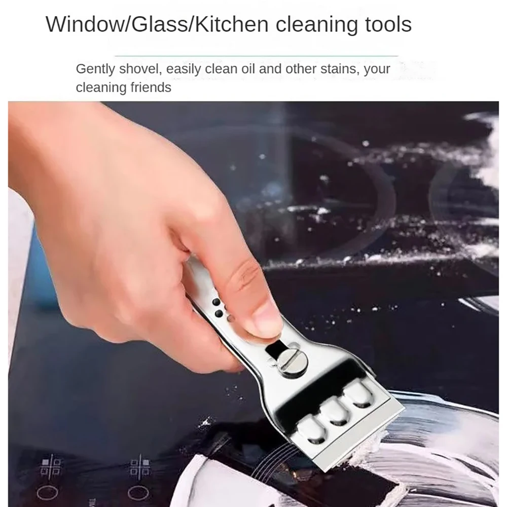 Razor Blade Scraper Stainless Steel Blade Razor Scraper For Cleaning Glue Sticker Remover Window Glass Car Ceramic Heavy Dirt Clean Shovel Razor Blade Scrapers Glue Removal Scraper