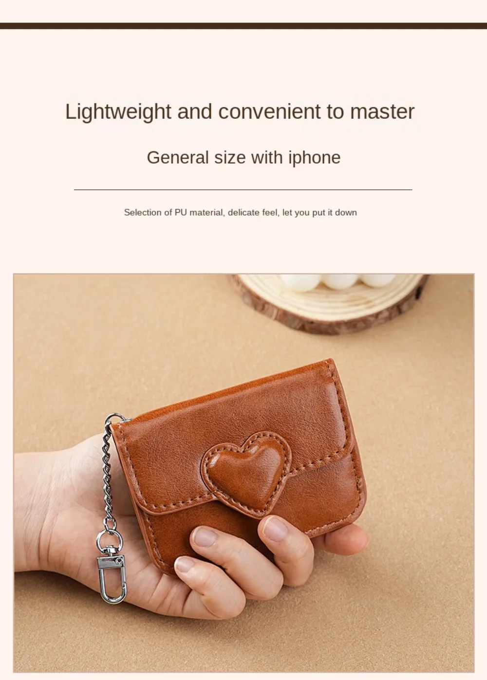 Mode PU Leder Mini Karte Brieftasche Herzförmige Multi-karte Geldbörse Leichte Frauen Männer Karte Halter Bargeld Münze tasche – Detail 8