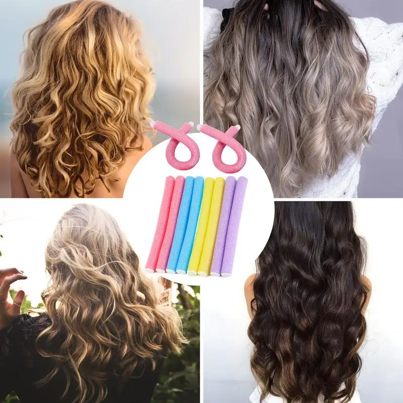 10 Pezzi Colorati Riccioli Senza Calore Asta Arricciacapelli Rullo Per Capelli Bastoncini Perm Aste Wave Formers No Heat Hair Roller Strumenti Per Lo 