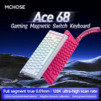 ACE60 Pro MCHOSE ACE68 Teclado magnético mecánico con cable para juegos 0.01mm RapidTrigg 8000Hz SOCD/Rs 0.125ms 128K velocidad de muestreo