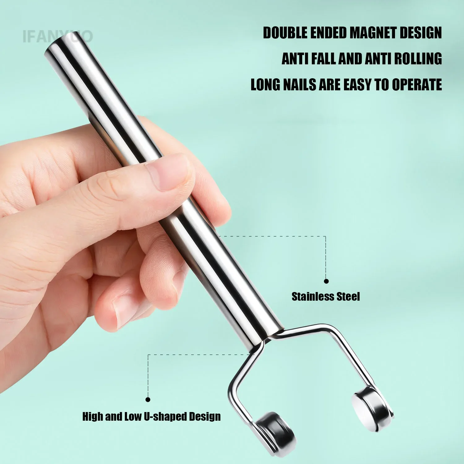 Y-shape Strong Stick for Nail Cat Eye Double Head UV Gel Polish Nail Art Tool Effect Manicure Magnet Stick Manicure Tools Cat Eye Nail Tool Magnetic Nail Art Tools Magnetic Nail Pen Magnetic Nail Tools Nail Care Tools