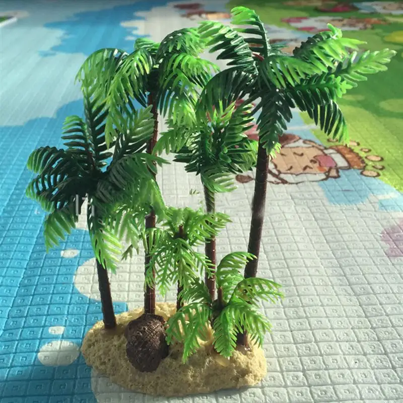 5x Mini Plastic Coconut Palm Tree Plant Micro Landscape Aquarium Decor Durable 