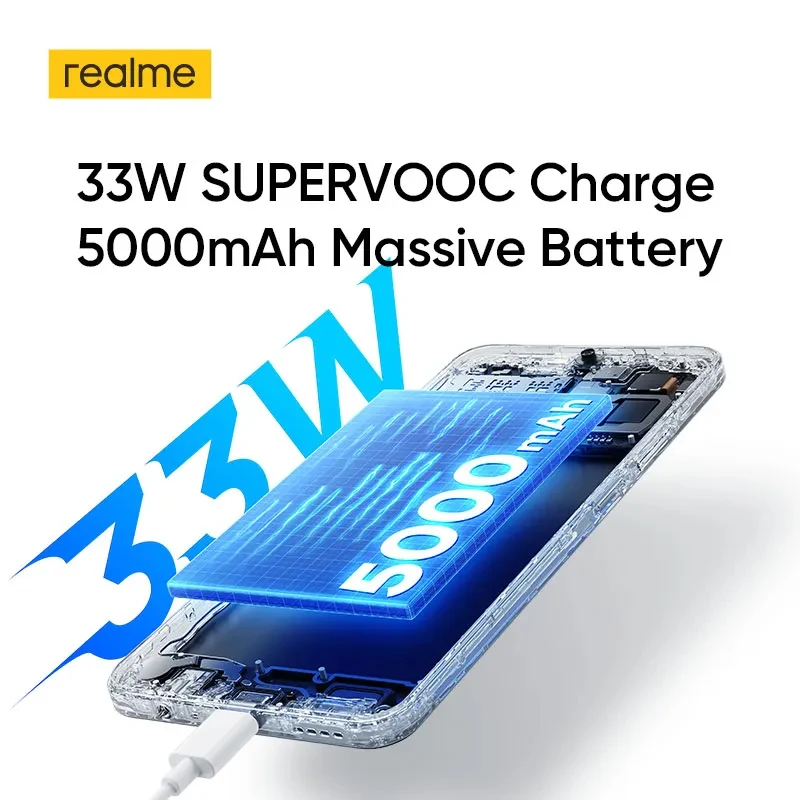 Realme 옥타코어 울트라 슬림 SUPERVOOC 충전 5000mAh 배터리, 50MP AI 카메라, 6.74 인치 HD 90 Hz 화면 NFC, C53, 6GB, 128GB, 33W