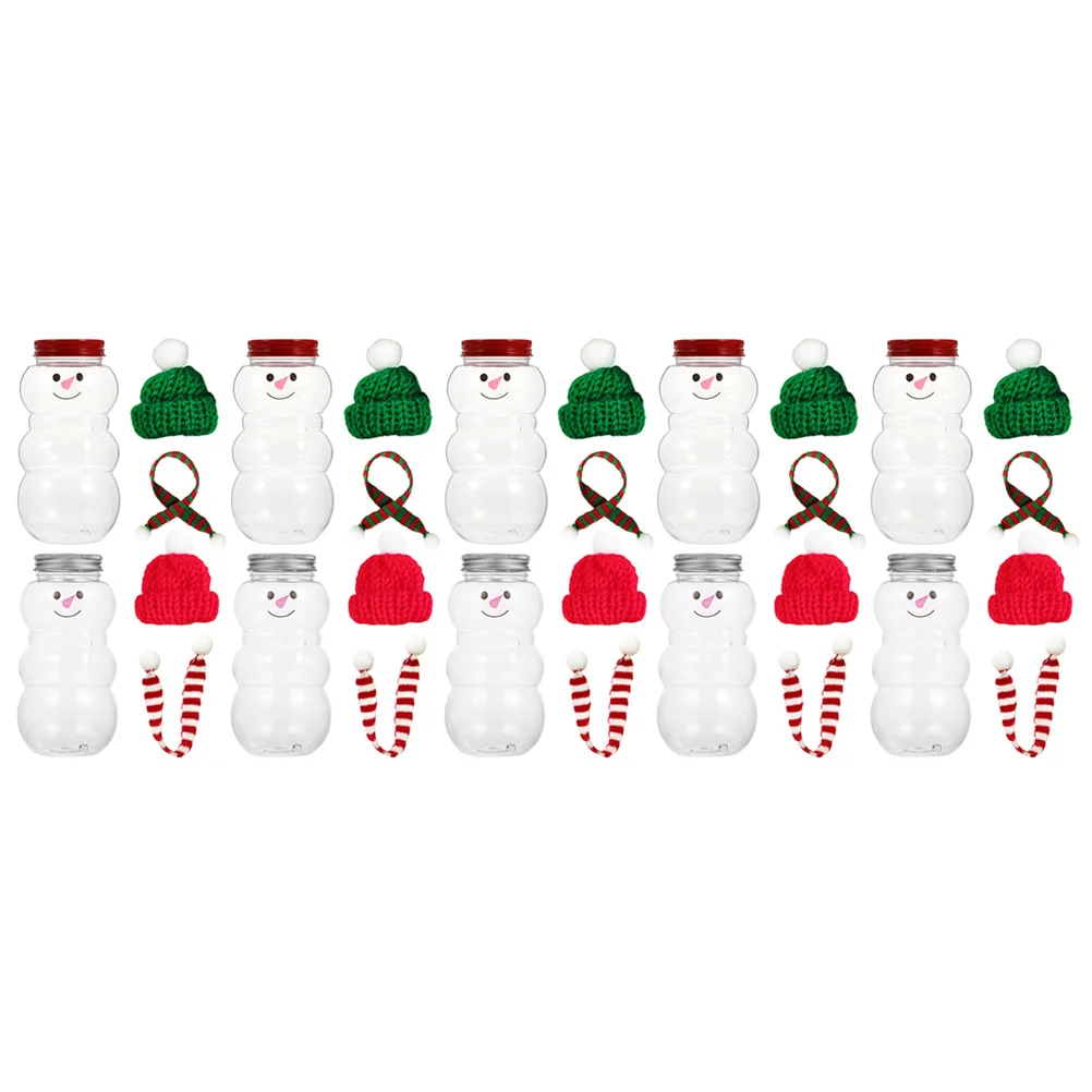 

Christmas Snowman Beverage Bottles Empty Juice Bottles With Hats And Scarves Snowman Beverage Bottles Jars