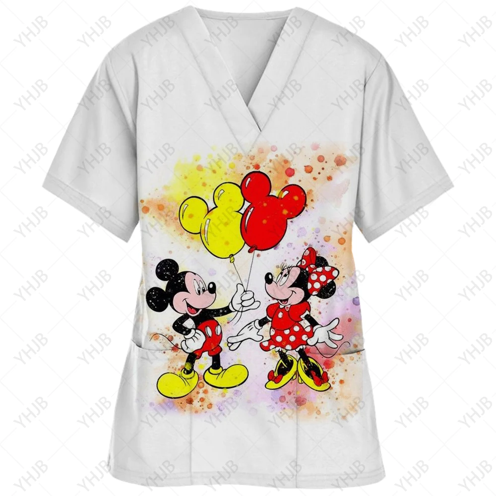 thumbnail image 1 of Blusa médica con estampado navideño de Mickey Mouse, talla 5xl, uniforme de manga corta, uniforme de médico y enfermera, blusas de trabajo para centros de revisión para niños, 1 of 4
