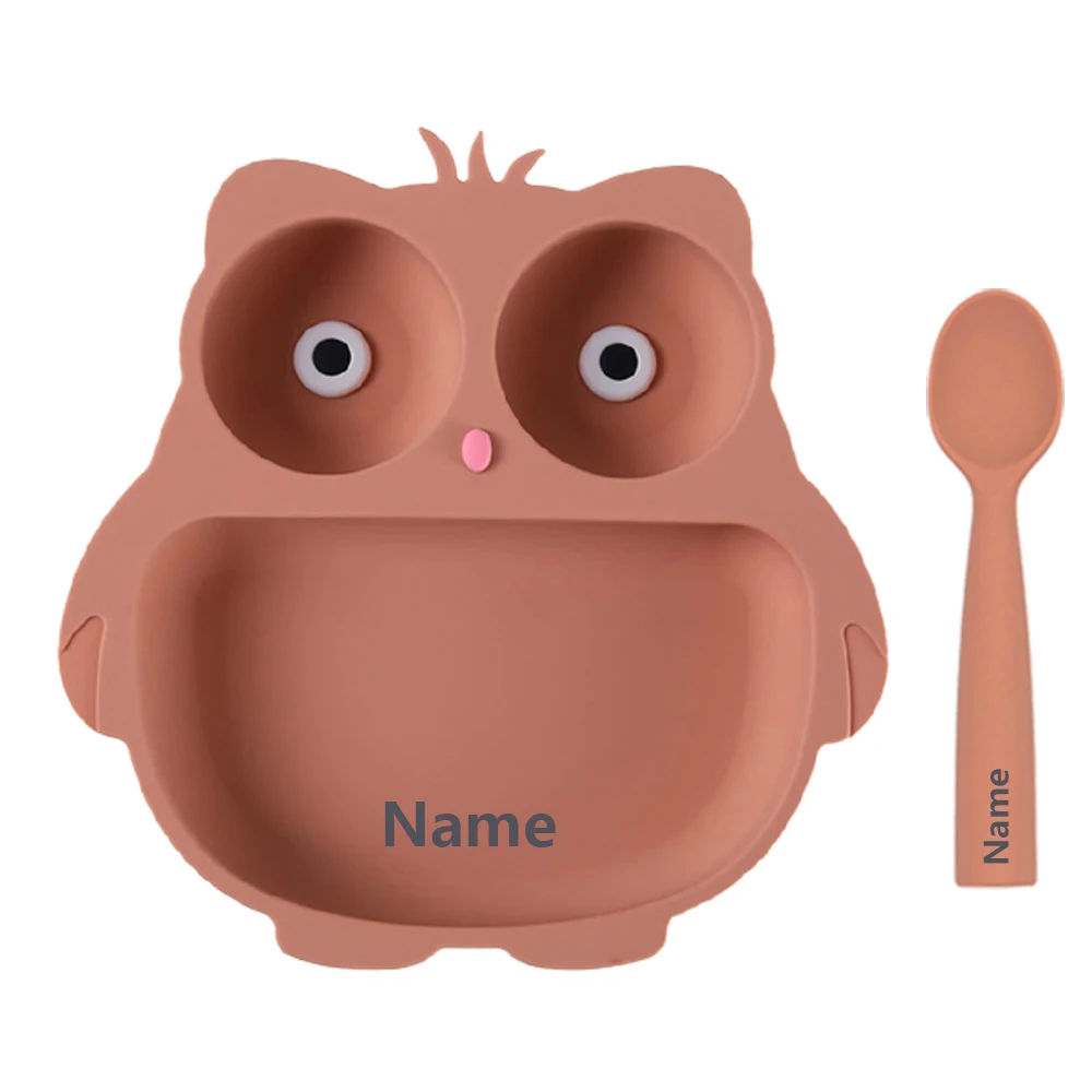 Silicone Tableware Set Waterproof and Easy to Clean Free Name Engraving Creative Gifts Customized for Babies