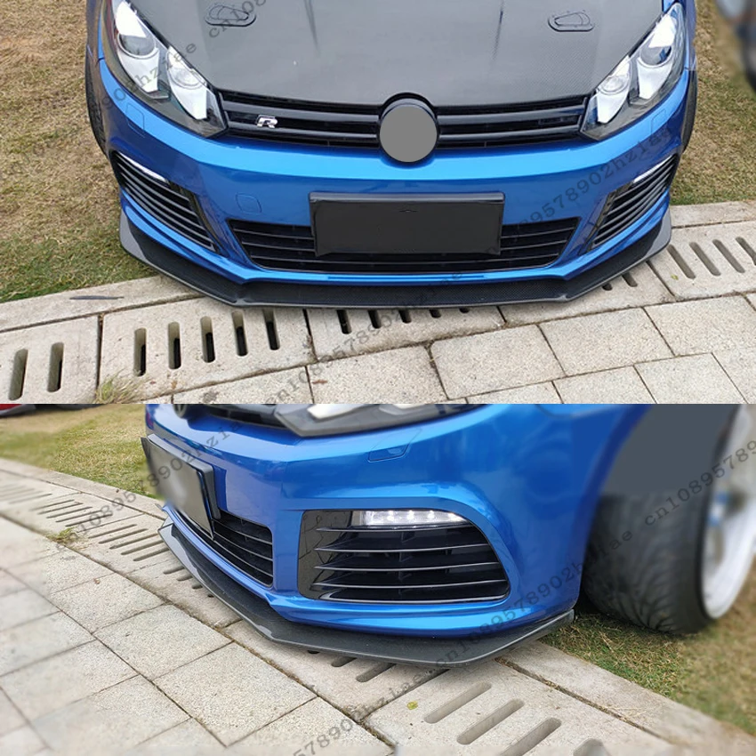 폭스 바겐 골프 6 MK6 R R20 2008-2013 용 앞 범퍼 스플리터 립 블랙 튜닝은 자동차의 전체 공격성을 증가시킵니다.