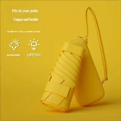 Ultra - Light Five - Fold Sun & Rain Dual - Use Umbrella with UV Protection and Black Glue Sunshade (YELLOW)