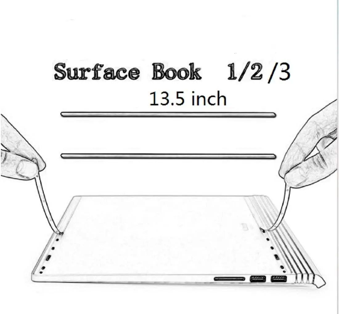 Upgraded 2-Piece Silicone Non-Slip Bumper Feet Strips for Microsoft Surface Book Laptops 13.5