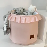 Cute Storage Basket for Kids Toy Collapsible Laundry Hamper Lace Gift Basket Fabric Storage Bins for Nursery Room Organizer 1