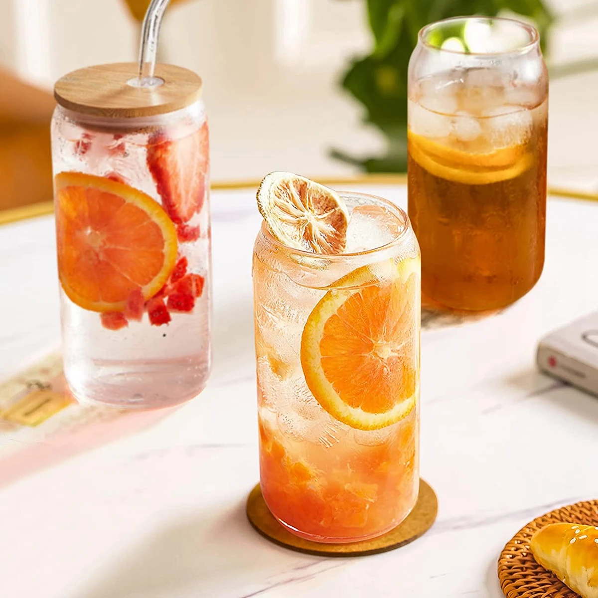 16 Cannucce Di Vetro Riutilizzabili Con Spazzole - 6 Dritte + 6 Curve - 21,5 Cm - Per Cocktail, Frullati, Bubble Tea