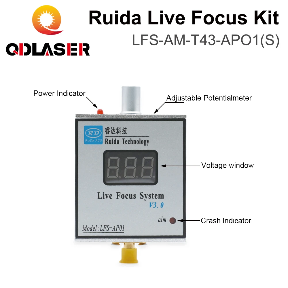 QDLASER Ruida LFS-AM-T43-AP01(S) 금속 절단 실시간 초점 시스템 증폭기 및 증폭기 연결 케이블, 레이저 기계용