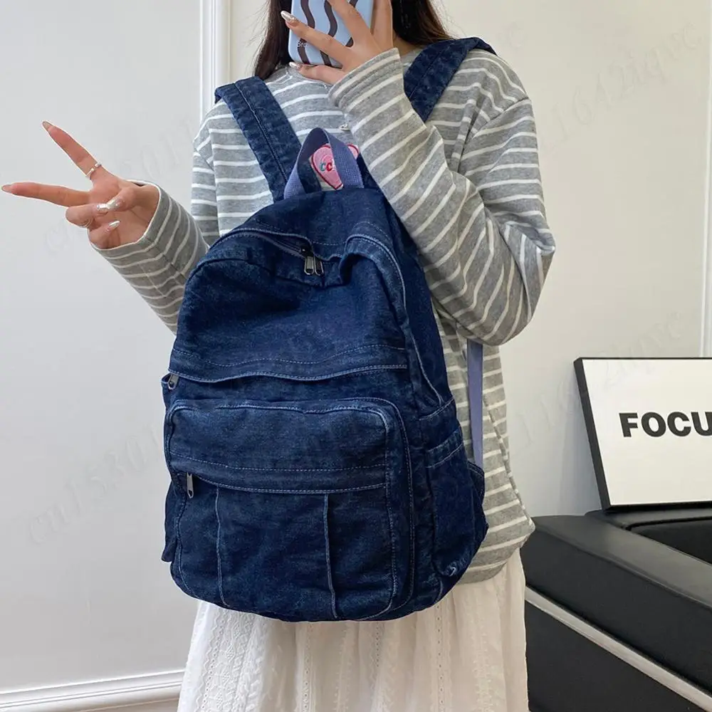 Women Jeans Shoulder Bag Vintage Backpack Large Capacity